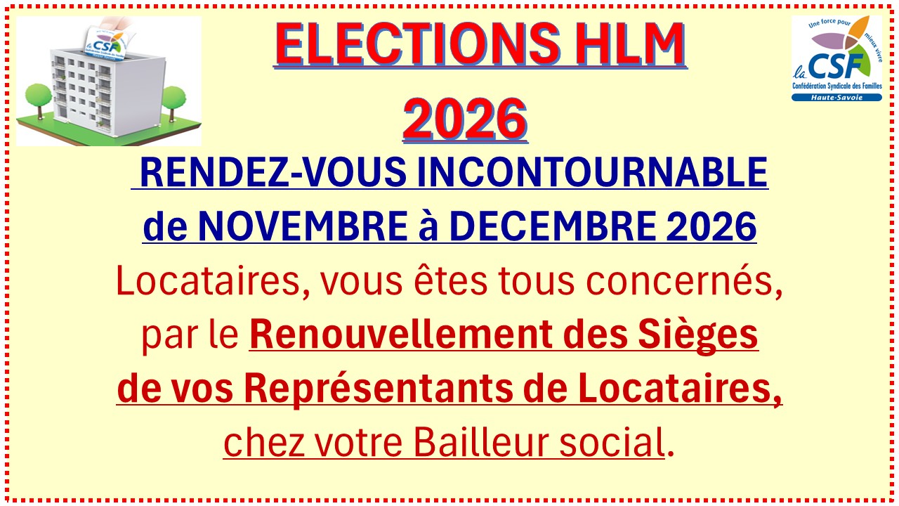 AFFICHE CAMPAGNE CSF74 ELECTION HLM 2026.Nov à Déc